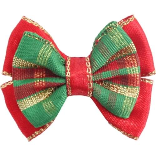50 Pcs/100 Pcs Handmade Christmas Striped Ribbon Rubber Bands Pet Bow 6025012 Dog Grooming Supplies Small Wholesale