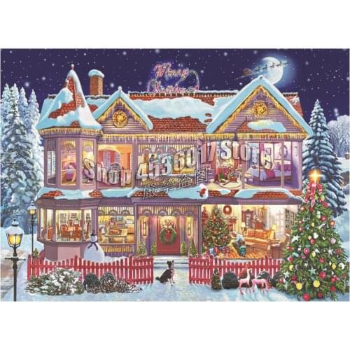 Diamond Painting Cross Stitch Getting Ready Christmas 5D Diamond Embroidery Houses DIY Full square Diamond Mosaic Needlework