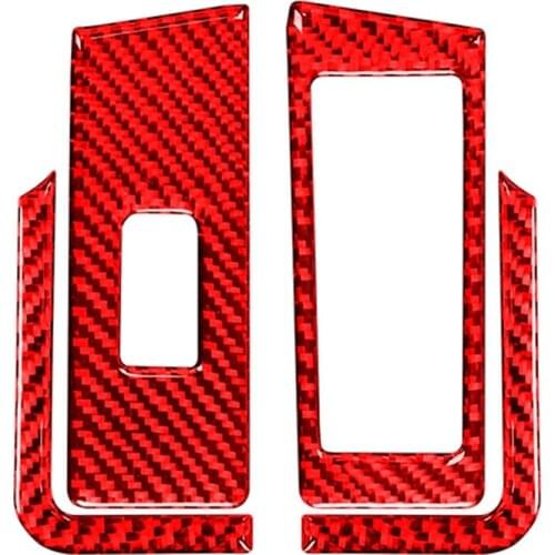 Car Window Lifter Switch Control Panel Cover Stickers Trim Carbon Fiber for Beetle 2012-2019 Accessories(Red)
