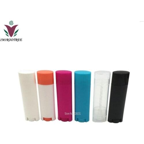 FreeShip 50+2PCS 4.5g 4.5ml Mini Empty Lip Balm Stick Tube, Lipstick Tube, Oval Lip Balm Container with Caps for DIY, 7 colors