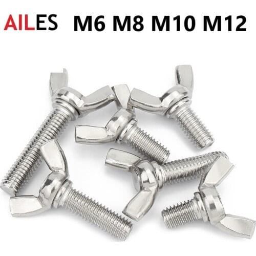 M6 M8 M10 M12 304 Stainless Steel Butterfly Bolt Wing Thumb Wing Screw Claw Hand Tighten Scews 6mm 8mm 30mm 40mm 50mm