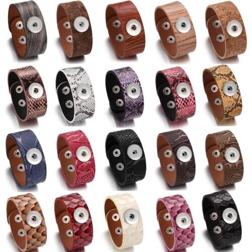 Hot Sale 18mm Snap Bracelet Multilayer Leather Bracelet Bangles Wristband Bracelet Snap Button Jewelry Fit 18mm Snap Buttons