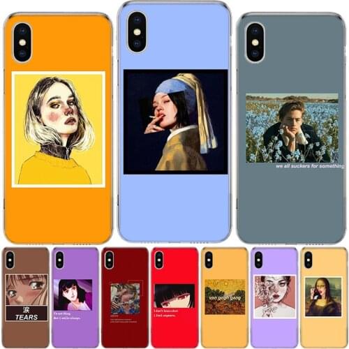Aesthetic van Gogh Mona Lisa David Phone Case For iphone 12 MIni 11Pro MAX XS 8 7 6 6S Plus X 5 5S SE XR SE 2020 Cover Shell Coq