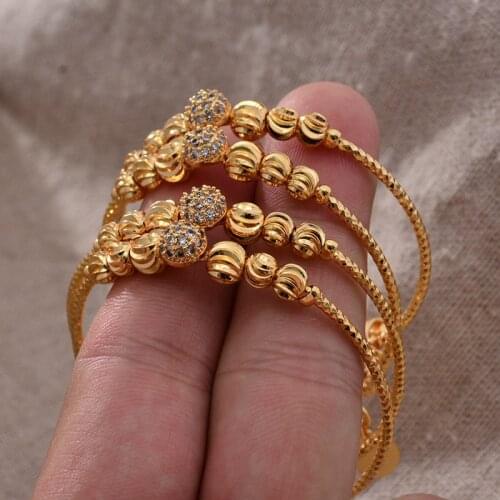 4PCS/lot Gold Color Bangle For Child For Girls For Baby/Kids Ethnic Bracelet Bells Heart Jewelry Christmas Gifts Bead Jewelry