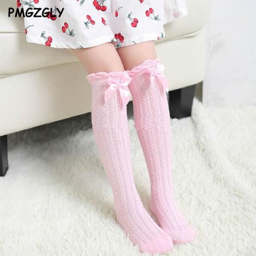 Breathable Lovely Bow tie Thin Section Socks For Fashion Baby Girls Child Summer new design girls children over Knee High Socks