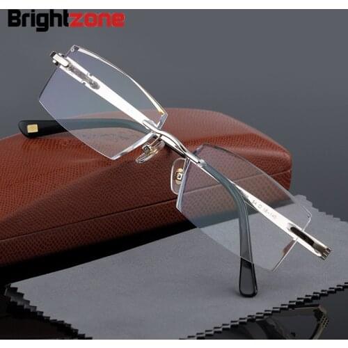 Finished Product Man Fashion Male Rimless Grace Cutting Presbyopic Reading Glasses Hyperopia Frame Men EyeglassAnti-Fatigue 1008