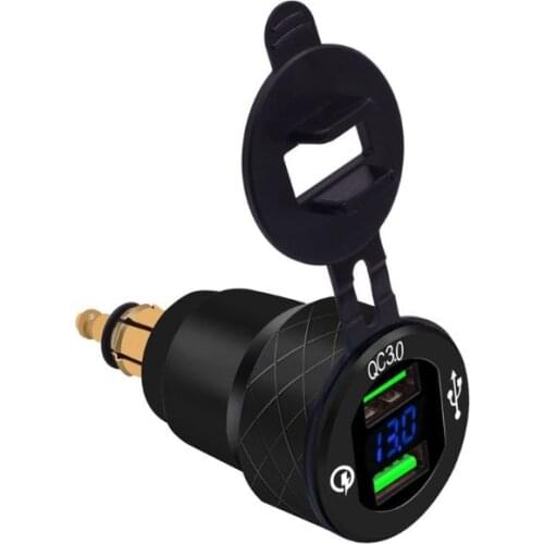 Hella Din Aluminum QC3.0 Dual USB Fast Charger LED Voltmeter for B-MW Motorcycle