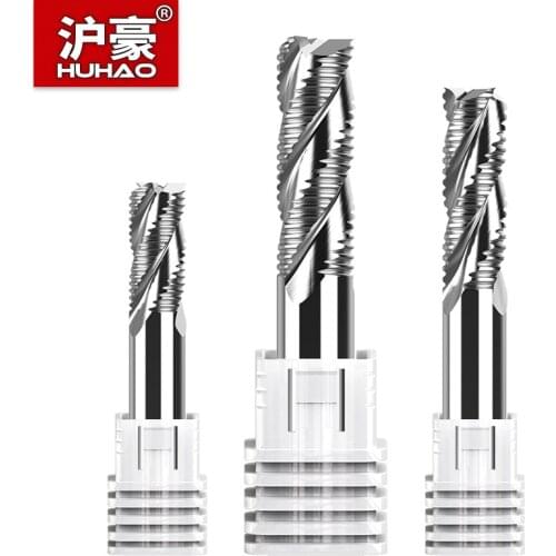 HuHao 3 Flute Wave Edge Roughing Milling Cutter Full-Grinding Endmill Aluminum Copper For Open-Coarse Metal CNC Machining Center