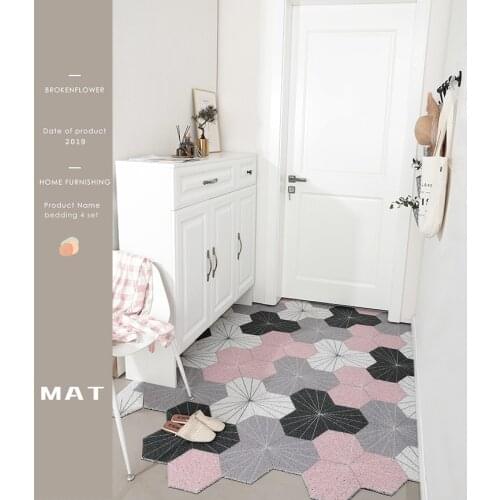 Ins Nordic Entrance Door Mats Entrance Home Carpet Hallway Silk Ring Mats Can Be Cut Living Room PVC Rug Home Decoration