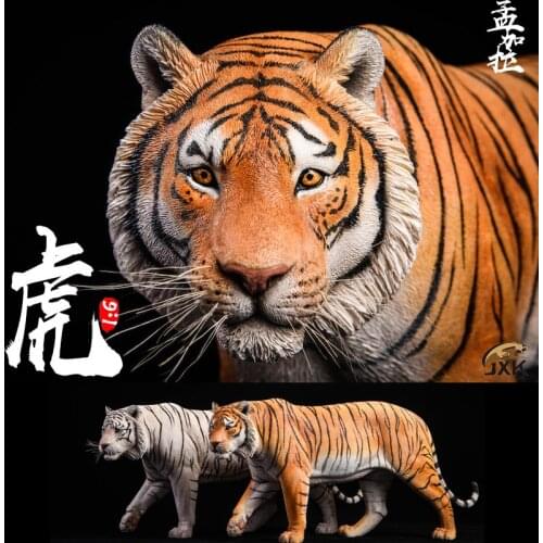 Collectible 1/6 Animal Model Yellow/White Bengal Tiger Animal Statue Model Figure Scene Accessories for 12'' Action Figure