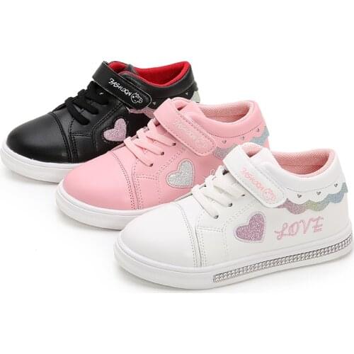 Kids Shoes School Girls Pu Tennis Shoes Lovely Print Princess Big Children Casual Sneakers Fashion Soft Bottom Shoes