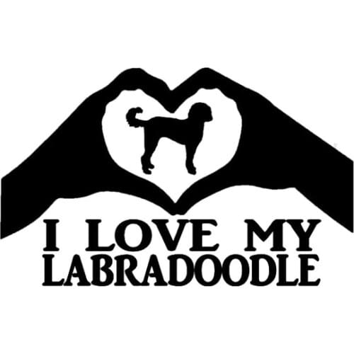 Hot Personality Car Stickers I LOVE MY LABRADOODLE Heart Hands Waterproof Sunscreen KK Vinyl Decals PVC 9cm X 15cm