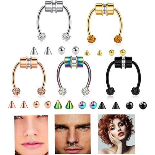 Magnetic Septum Nose Ring Fake Nose Ring Horseshoe Stainless Steel Faux Nose Septum Rings