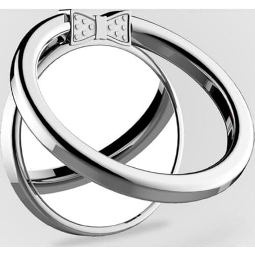 Fucsuc Metal Finger Ring with Mirror 360 Rotatable Cute Smartphone Pad Stand Holder Rings with Cute Bowknot Design