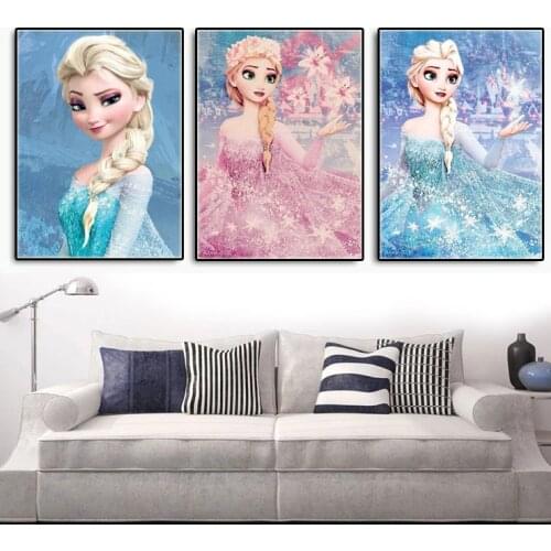 Disney Princess Cartoon Posters and Prints Canvas Painting Wall Art Pictures for Kids Room Home Decoration Cuadros Children Gift