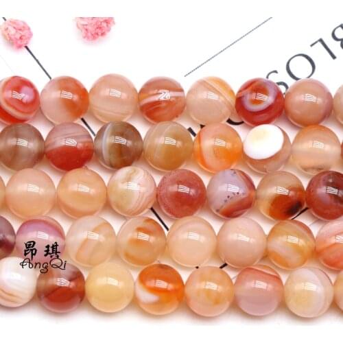 Natural Stone Red Striped Onyx Agates Round Loose Beads 4 6 8 10 12MM Pick Size Spacer Beads For Jewelry Making DIY Bracelet