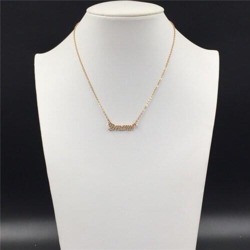 Lovely Gold Color Plating Dreams Comes True Pendant Necklace For Women Girl Delicate Letter Fashion Jewelry