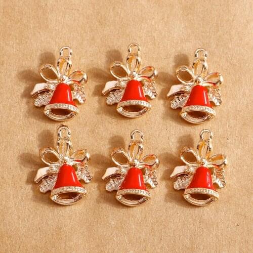 10pcs 16*21mm Enamel Christmas Bells Charms Earring Pendants DIY Bracelets Necklace Charms for Jewelry Making Accessories