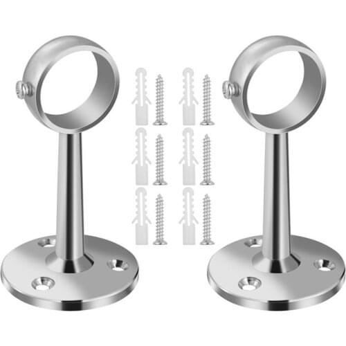 WINOMO 2PCS Hanging Rod Wardrobe Rail Holder Wardrobe Tube Support Bracket Clothes Hanging Rod Holder - 25MM