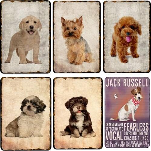 Pet Dog Retro Tinplate Poster Pet Shop Pet Room Wall Decoration Shabby Chic Vintage Poster 20x30cm