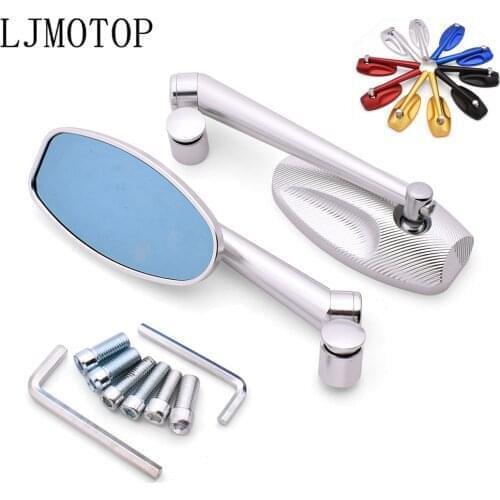 Universal Motorcycle Side Rear View Mirrors Blue Anti-glare Mirror CNC Aluminum For Yamaha YZF R120 MXT850 Niken GT WR250F FZ600