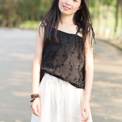 Women Ripped Linen Irregular Length Solid Color Camis Ladies Loose Flax Spaghettio Strap Tops Female Camis Tanktops 2020 Summer