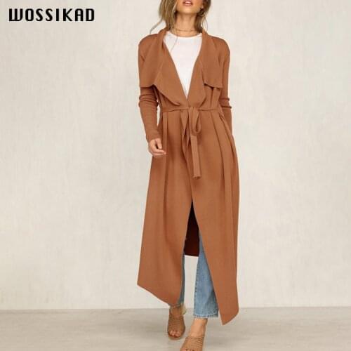 Fall 2019 Women England Style Loose Windbreaker Woman Lapel Work Coat Business Dress For Women Office Clothes Robes Ropa Mujer