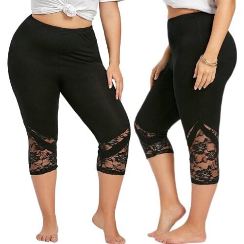 40# Women Sexy Lace Leggings Plus Size Skinny Women Pants Sport Push Up Leggings Fitness stretch Skinny Pants Leggins Mujer