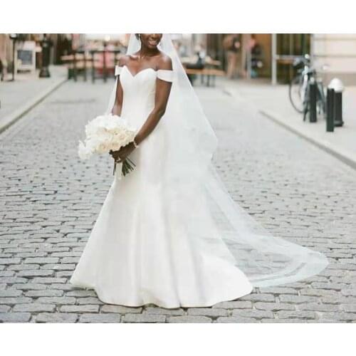 Elegant Long Mermaid Off Shoulder Wedding Dresses Floor Length Vestidos de novia Corset Back Abendkleider Bridal Gowns for Women