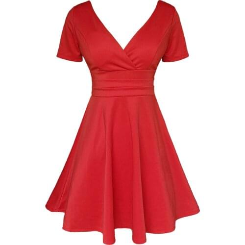 ZB4854 Summer 2021 new women fashion temperament sexy V-neck dress pure color show thin clothes cheap wholesale
