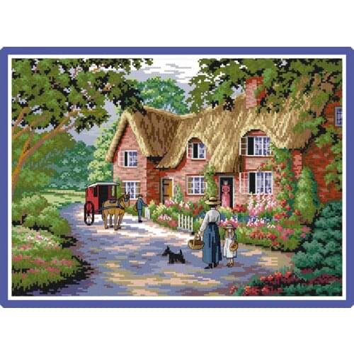 Life in Countryside Printed Cross Stitch Pattern Kits Counted Canvas Embroidery Set 14CT 11CT Diy Handmade Needlework Home Decor