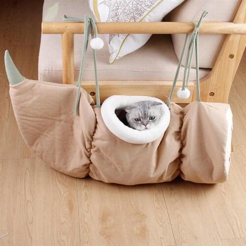 1 Pc Folding Cat Tunnel Lotus Root Hanging Cat Bed Cradle Cat Folding Tunnel Lotus Root Can Hang Cat Cradle(Random Color)