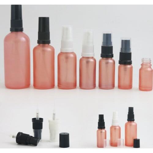 10 x 10ml 30ml 50ml 100ml Essential Oil Pink Glass Bottles with white / Black Sprayer For Liquid Reagent Pipette Portable