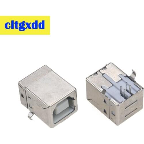 Cltgxdd 2-10pcs Side Port USB B Type Female Socket Connector Emale 90 Degree Bend Pin Female For Printer Data Interface