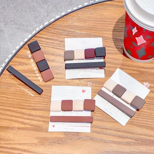 2PCS/Set New Women Vintage Round Geometirc Matte ScrubHairpins Girls Barrettes Sweet Hair Clip Headband Fashion Hair Accessories