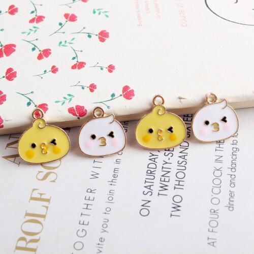 20Pcs Alloy Pouting Chick Head Animals Enamel Charms Lovely DIY Handmade Jewelry Bracelet Charms For Jewelry Making