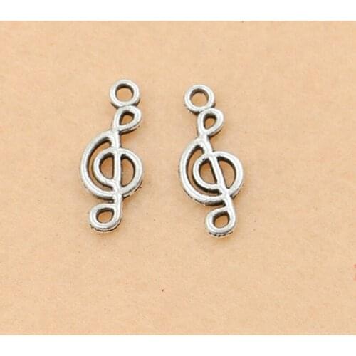 20pcs Tibetan Silver Plated Music Note Charm Pendants Jewelry Making Bracelet Craft Handmade Necklace Diy Accessories 20x8mm