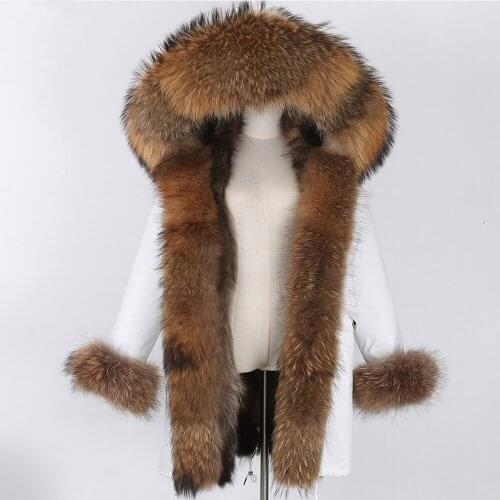 2020 New Real Fox Fur Coat Winter Jacket Women Long Plus Size Thick Warm Lady Outerwear Streetwear White Fashion
