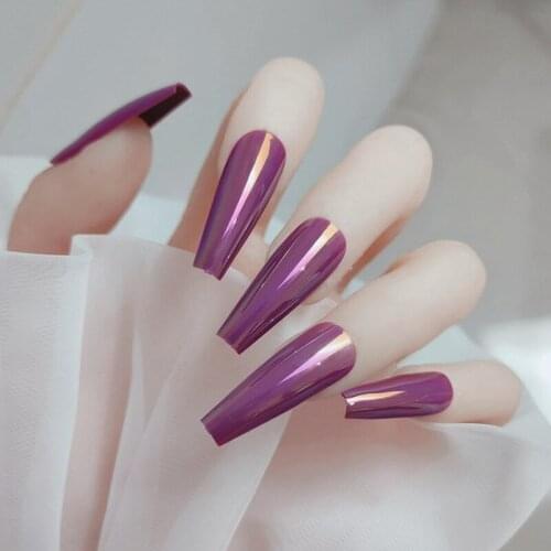 24pcs Aesthetic Northern Lights stiletto nail tips Simple Fashion Lasting Fake Nails Wearable Full Cover Finished Fingernails TY