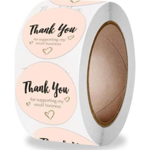 500pcs Thank You Stickers for Small Business Round Adhesive Thank You Labels for Shipping Packaging,Envelope,Bags and Gift Wraps
