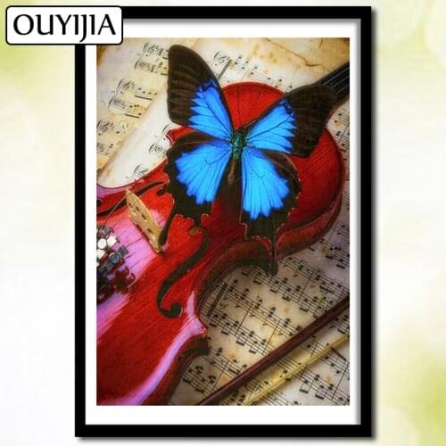 5D DIY Diamond Painting Full Square OUYIJIA Butterfly Animals Flower Diamond Embroidery Sale Picture Of Rhinestone Mosaic Violin