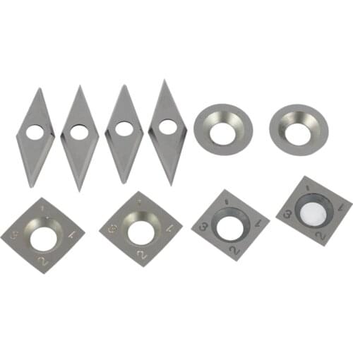 10Pcs/Set Diamond Square Round Blades High Hardness Carbide Inserts Woodworking Turning Cutters for Boring Bar