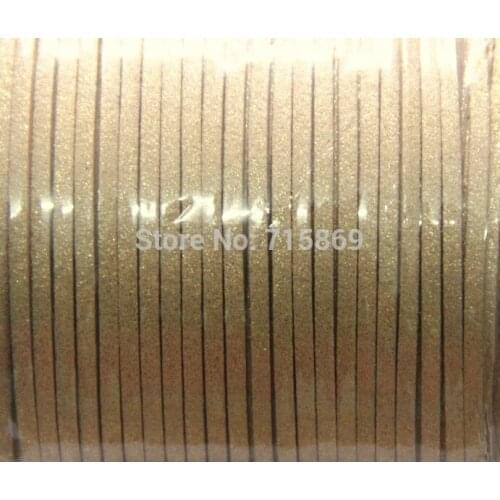 Free Ship 100 Meters 5mm x 1.5 mm Metallic Light Gold Faux Leather Suede Leather cord