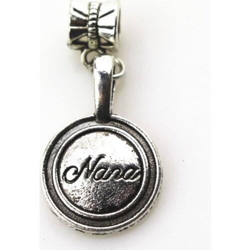 Free shipping 20pcs/lot nana hanging charm big hole pendant beads charm fit pando bracelet diy jewelry dangle charms