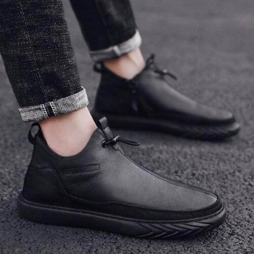 Boty High top sapato for genuine winter dress home Moccasins zapatos work sneakers black mens ankle BOOTS boots de men shoes