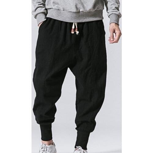 Men Casual Harem Pants Baggy Drawstring Men Drop-crotch Pockets Trousers for Daily Wear Loose Pants Mens Clothing