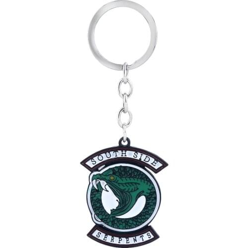 Riverdale South Side Serpents Keychain Metal Green Animal Logo Enamel Key Chains Women Bag Men Car Accessories