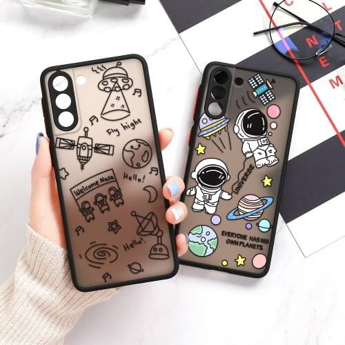 For Samsung Galaxy S20 FE Case Astronaut Cartoon Painted Funda On S21 S20 Ultra S10 S9 S8 S20 S21 plus S10e Lens protection case