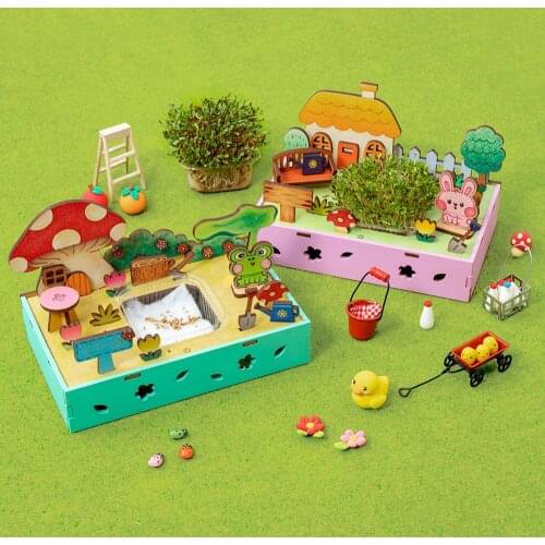 Hut building farm childrens hand-made DIY soilless planting potted early education three-dimensional puzzle toy
