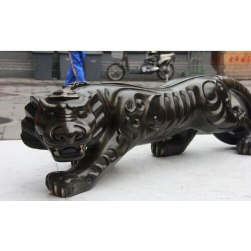 Fengshui Pure Bronze Copper Ferocious zodiac Tigers God tiger Animal Art Statue